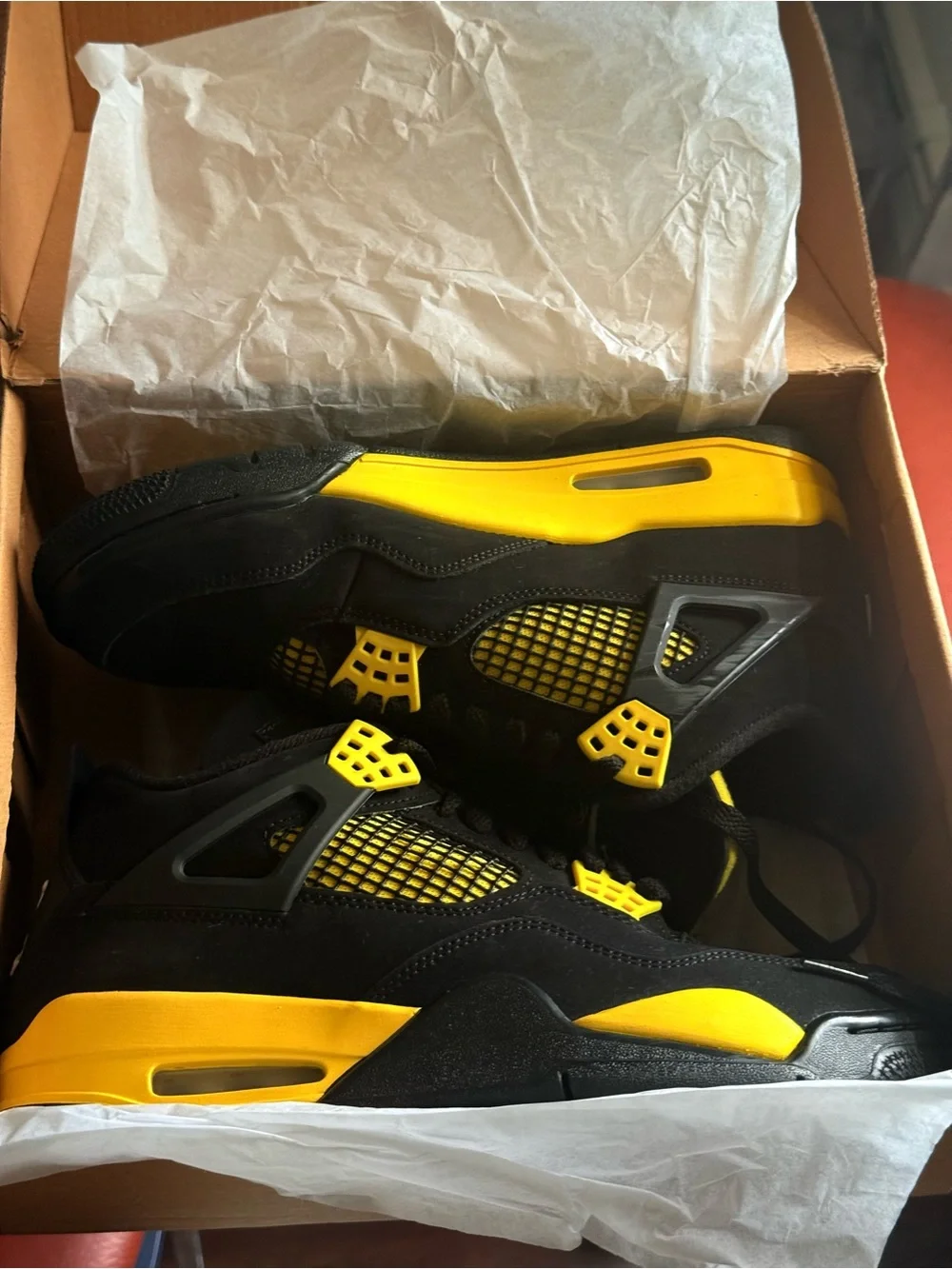 Jordan Men’s Black and Yellow Retro Sneakers